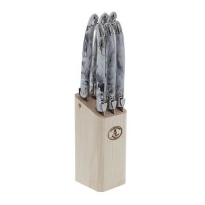 Laguiole 6 SteakKnife BLOCK ANGLE MARBLE GREY WW
