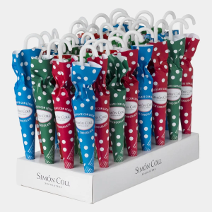Simon Coll Choc Umbrellas polkadot assorted 15g POS