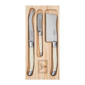 Laguiole 3 Piece Cheese Knife Set Ivory Open Box