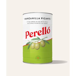 Perello Olives Manzanilla green pitted chilli 2kg Tin XL
