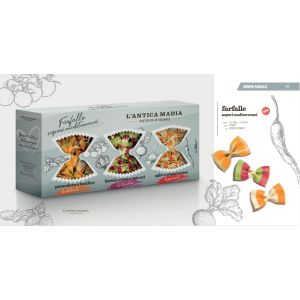 Pasta Antica Madia Farfalle 3 Assorted stripe gift box 750 g