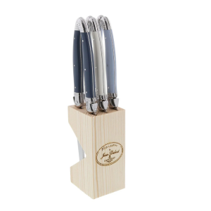 Laguiole Jean Dubost 6 Steak Knife BLOCK ANGLE Atelier Blue 
