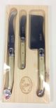 Laguiole Jean Dubost 3 Piece Cheese Set with Natural Colour Handle 