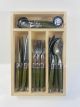 Laguiole 24 Pce Set KHAKI StdF Wood Tray